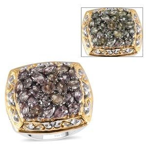 NWT Color Change Garnet & White Zircon Ring in 14KYG & .925 Sterling Silver